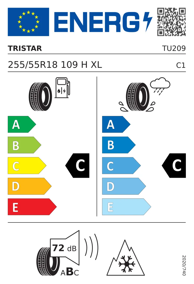 EU-däckmärkning: Tristar 255/55 R18 109H