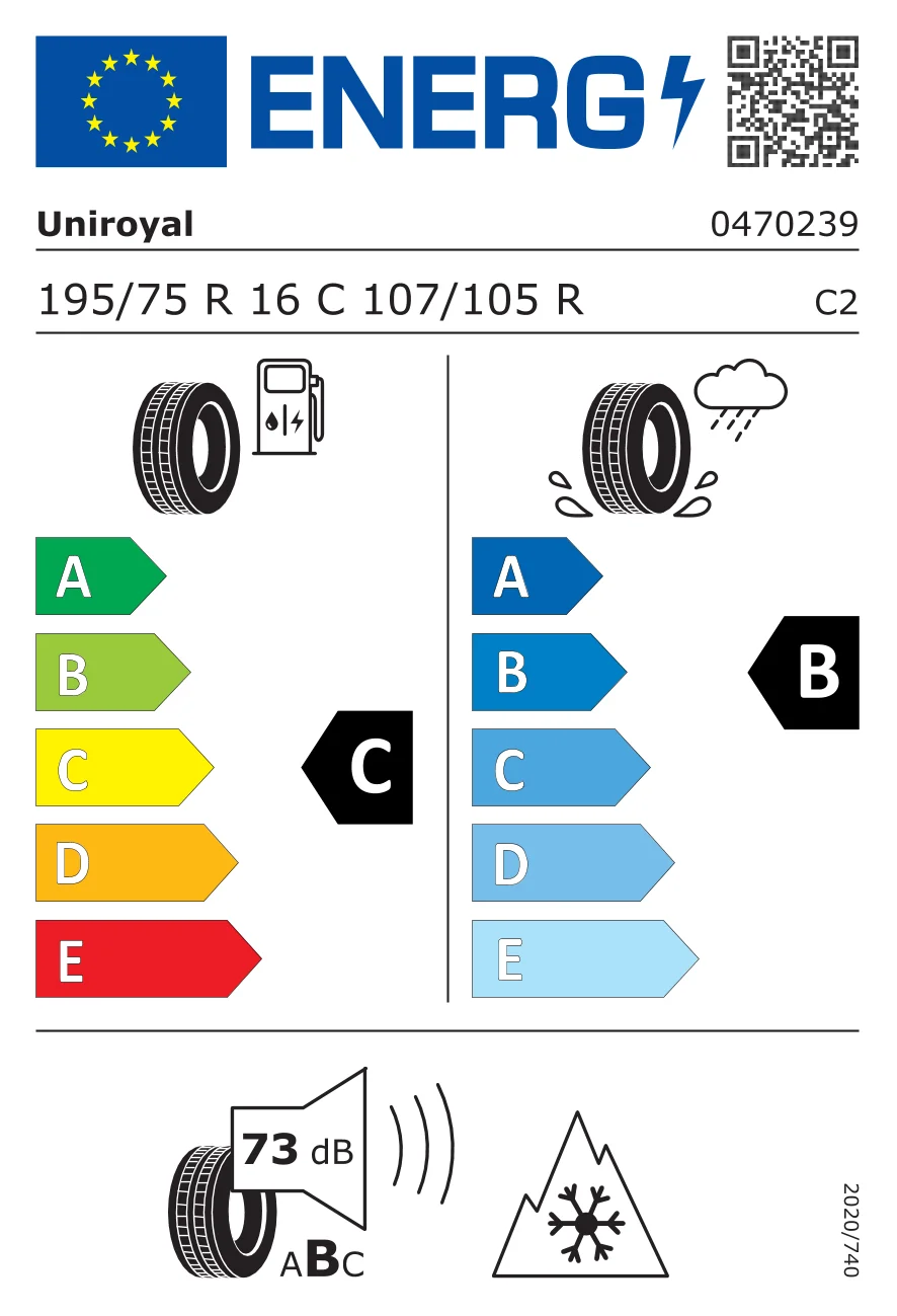 EU-däckmärkning: Uniroyal 195/75 R16 107R