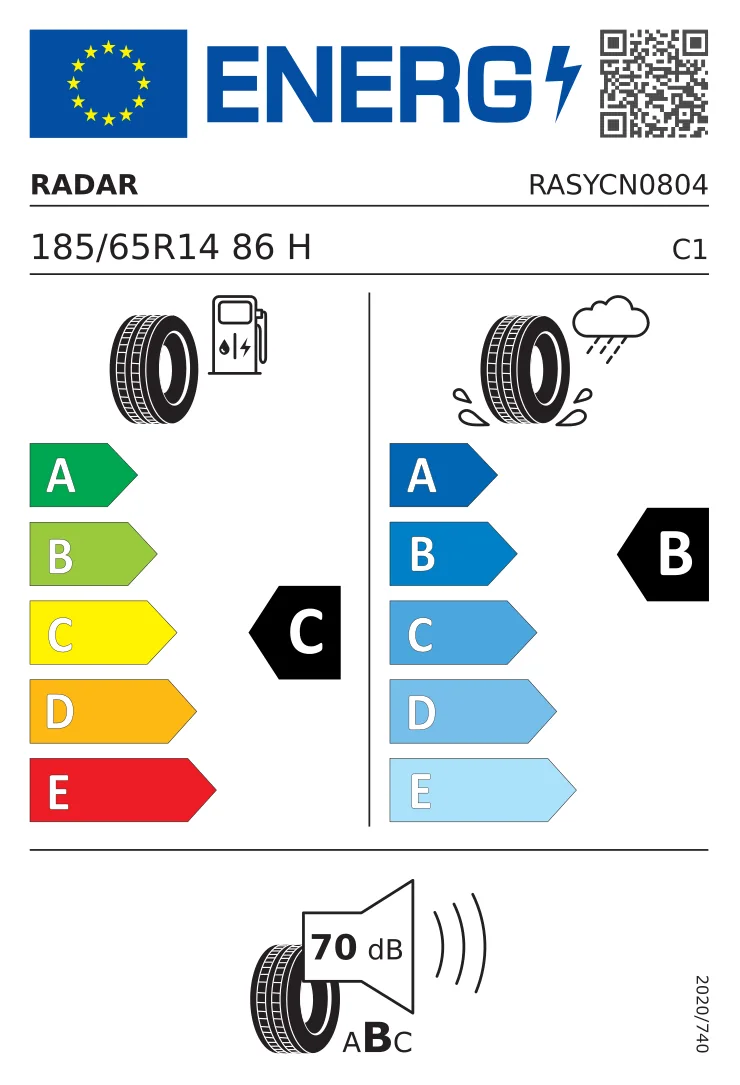 EU-däckmärkning: Radar 185/65 R14 86H