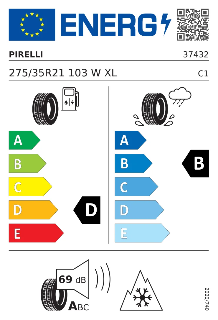 EU-bandenlabel: Pirelli 275/35 R21 103W