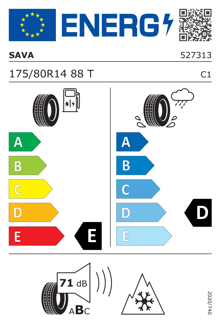EU-Reifenlabel: Sava 175/80 R14 88T