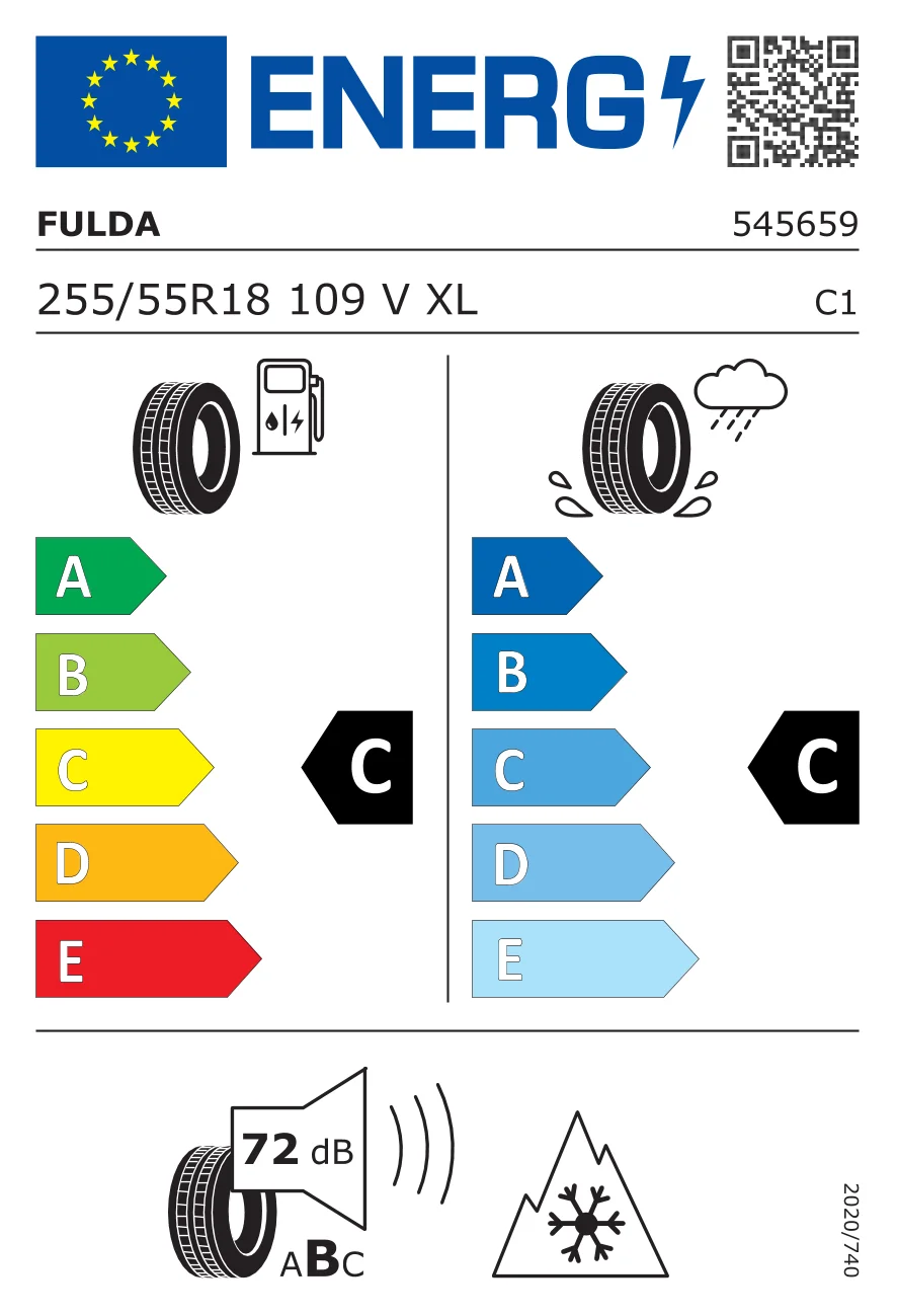 EU-Reifenlabel: Fulda 255/55 R18 109V