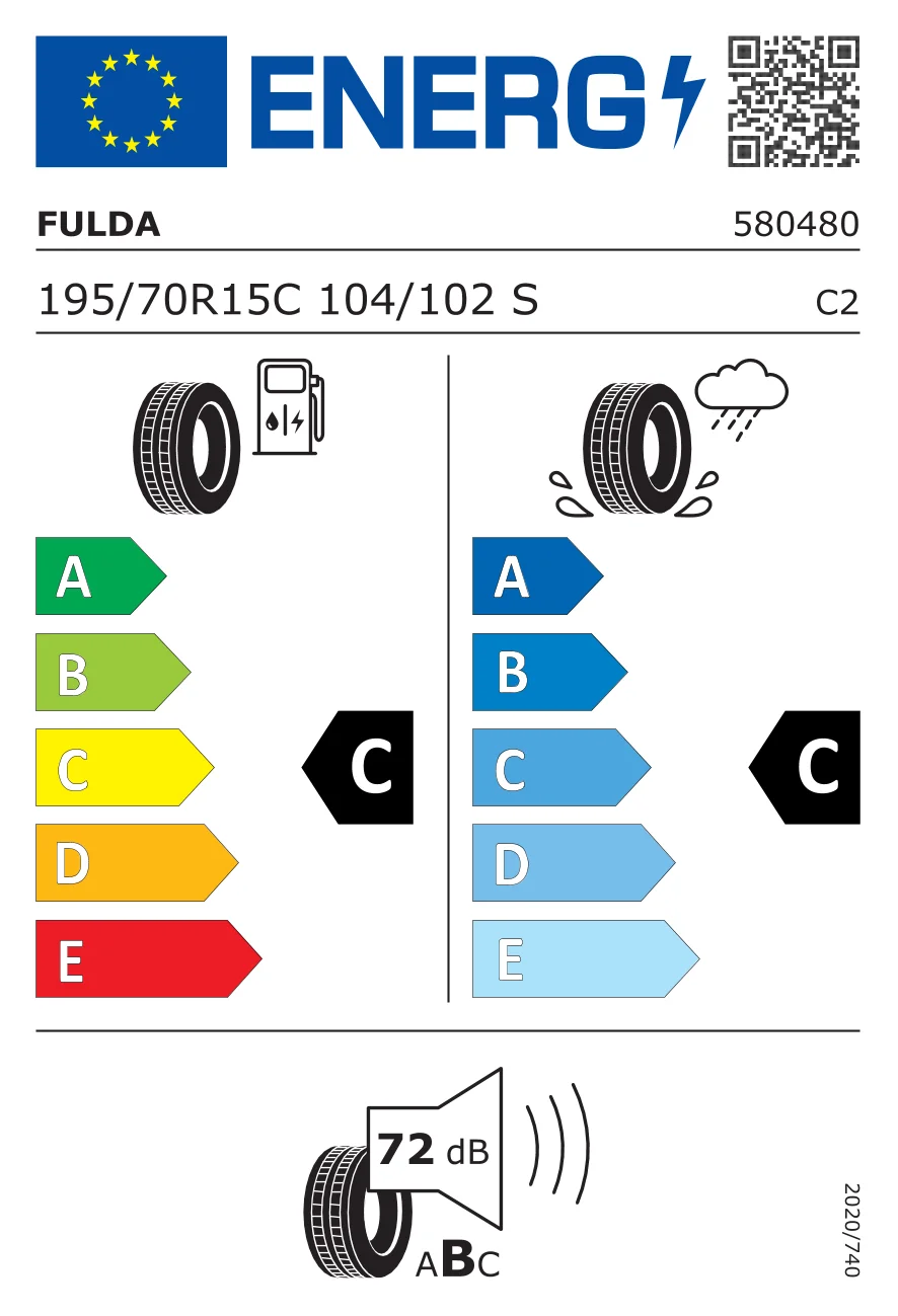EU tyre label: Fulda 195/70 R15 104S