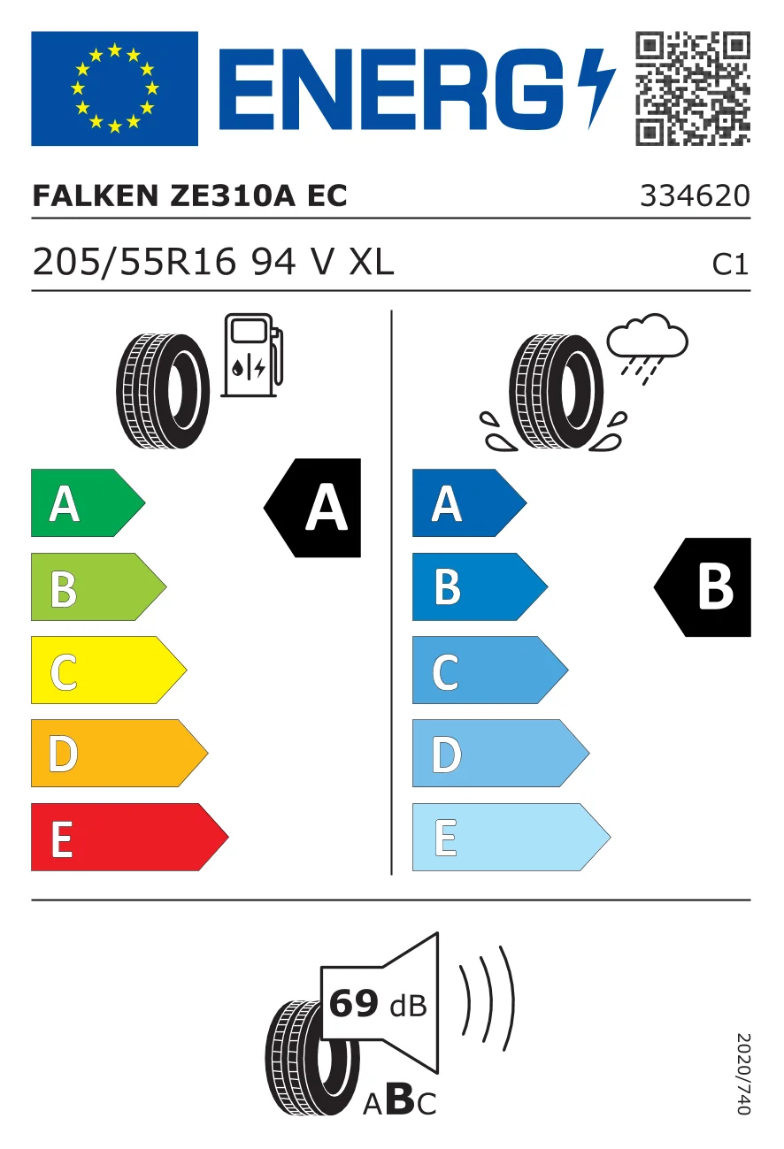 EU tyre label: Falken 205/55 R16 94V