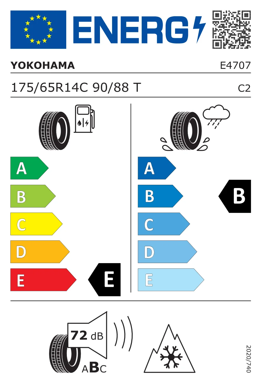 EU-däckmärkning: Yokohama 175/65 R14 90T