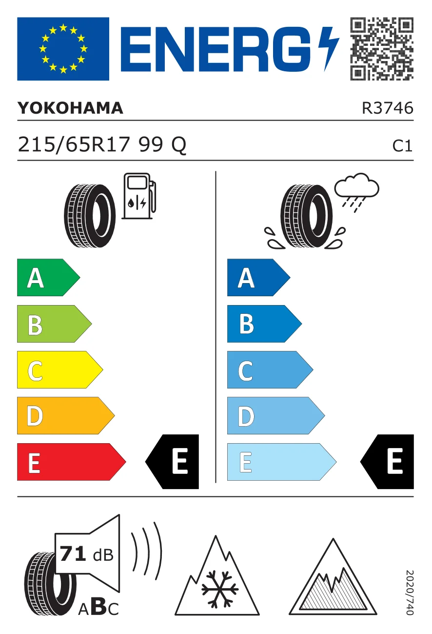 EU-bandenlabel: Yokohama 215/65 R17 99Q