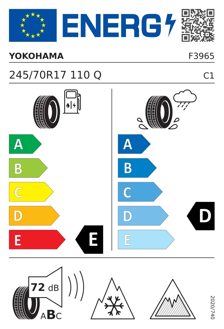 EU-bandenlabel: Yokohama 245/70 R17 110Q
