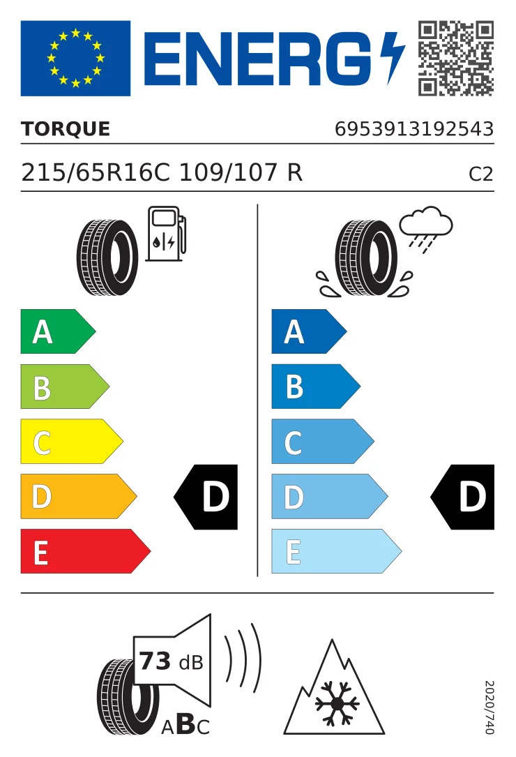 EU-däckmärkning: Torque 215/65 R16 109R