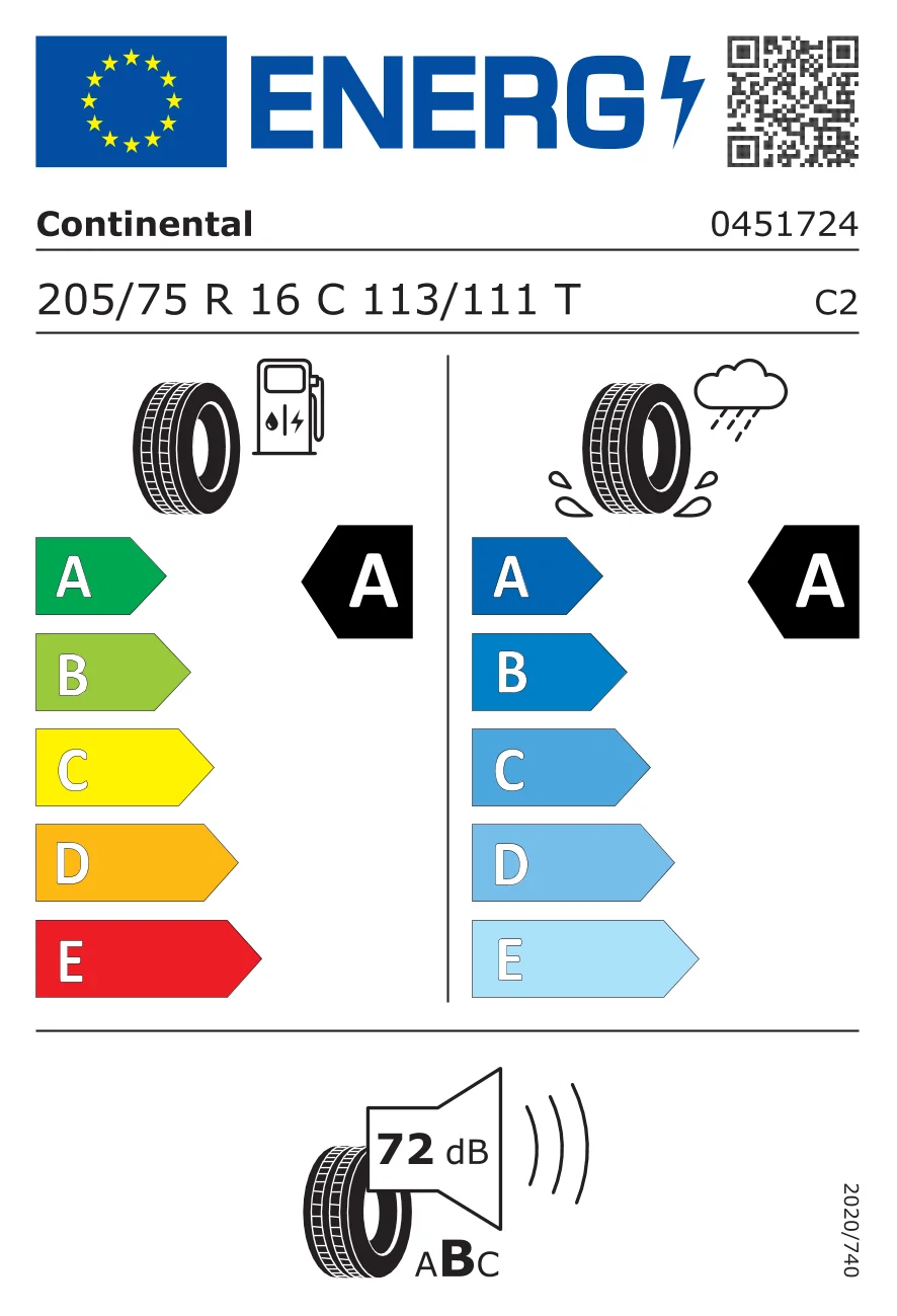 EU-däckmärkning: Continental 205/75 R16