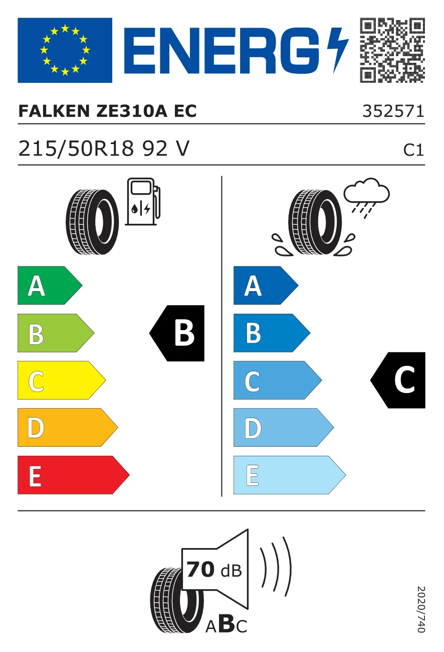 EU-däckmärkning: Falken 215/50 R18 92V
